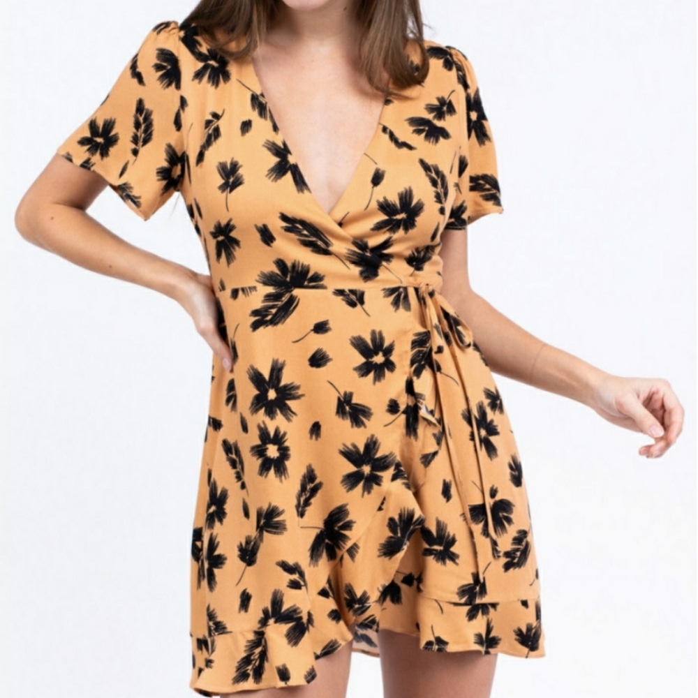 Yellow wrap dress